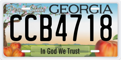 GA license plate CCB4718