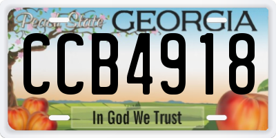 GA license plate CCB4918