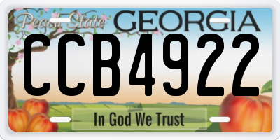 GA license plate CCB4922