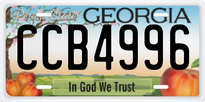 GA license plate CCB4996