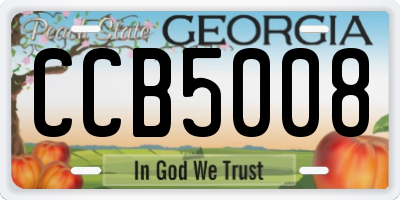 GA license plate CCB5008