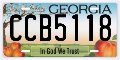 GA license plate CCB5118
