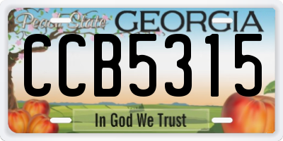GA license plate CCB5315