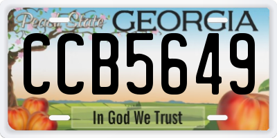 GA license plate CCB5649