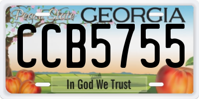 GA license plate CCB5755