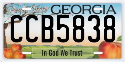 GA license plate CCB5838