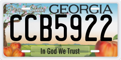 GA license plate CCB5922