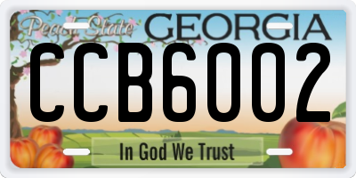 GA license plate CCB6002