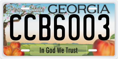 GA license plate CCB6003