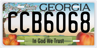 GA license plate CCB6068