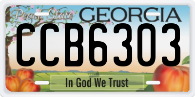 GA license plate CCB6303
