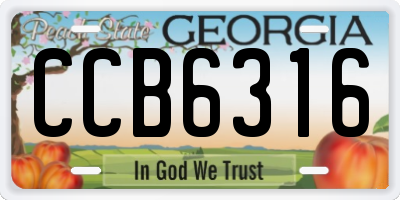 GA license plate CCB6316
