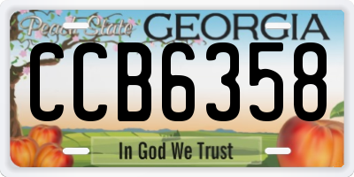 GA license plate CCB6358