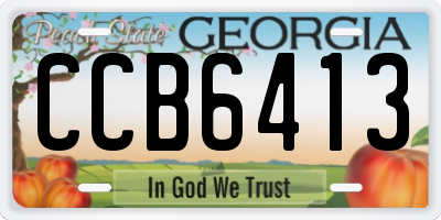GA license plate CCB6413
