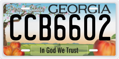 GA license plate CCB6602