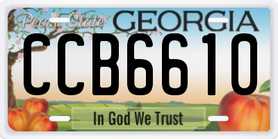 GA license plate CCB6610