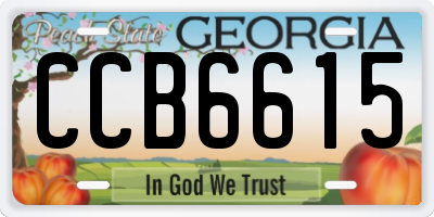 GA license plate CCB6615
