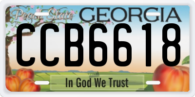 GA license plate CCB6618