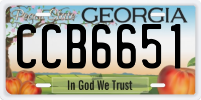 GA license plate CCB6651