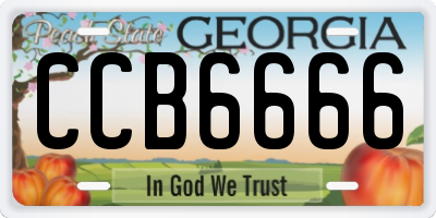 GA license plate CCB6666