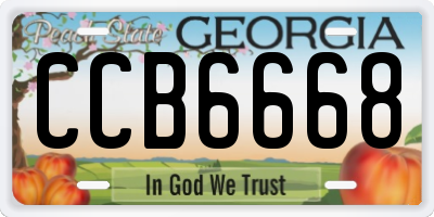 GA license plate CCB6668