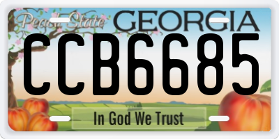 GA license plate CCB6685