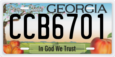 GA license plate CCB6701