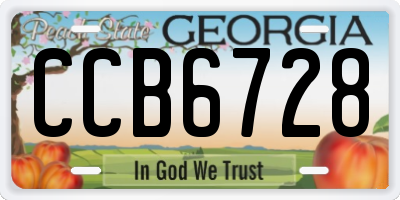 GA license plate CCB6728