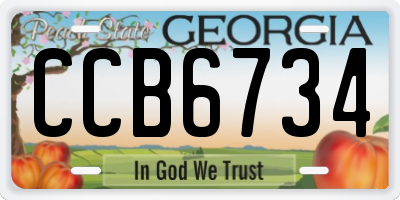 GA license plate CCB6734