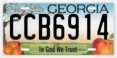 GA license plate CCB6914