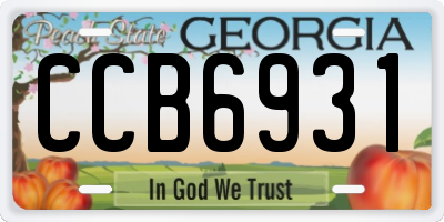 GA license plate CCB6931
