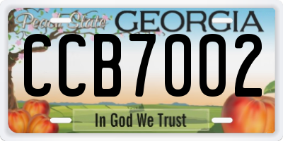 GA license plate CCB7002
