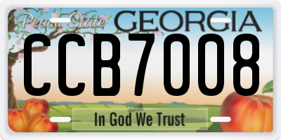 GA license plate CCB7008