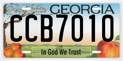 GA license plate CCB7010