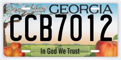 GA license plate CCB7012