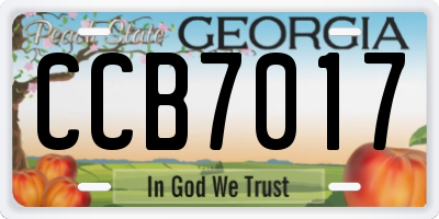 GA license plate CCB7017