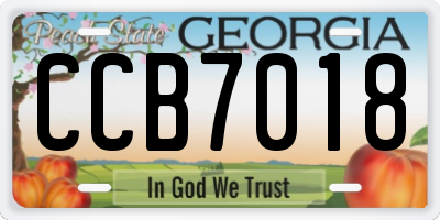 GA license plate CCB7018
