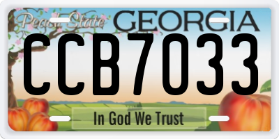 GA license plate CCB7033