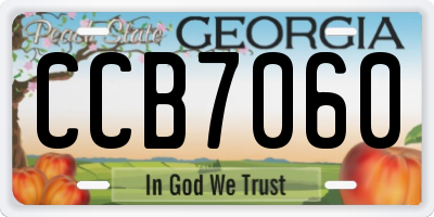 GA license plate CCB7060