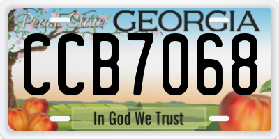 GA license plate CCB7068