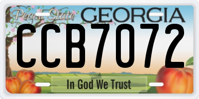GA license plate CCB7072