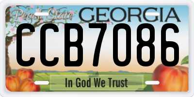 GA license plate CCB7086