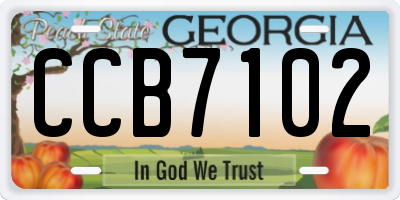 GA license plate CCB7102