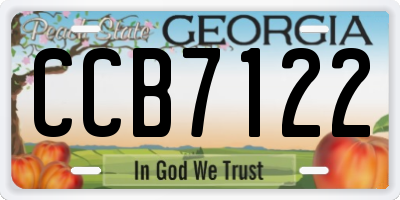 GA license plate CCB7122