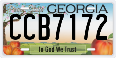 GA license plate CCB7172