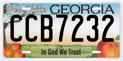 GA license plate CCB7232