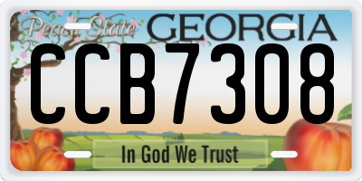 GA license plate CCB7308