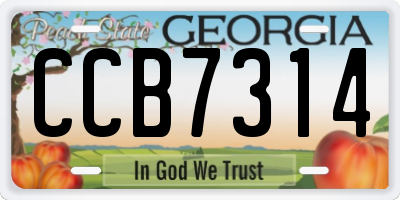 GA license plate CCB7314