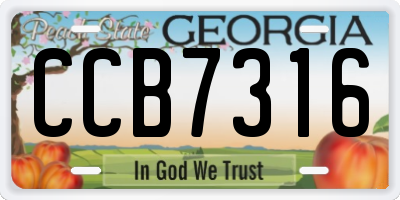 GA license plate CCB7316