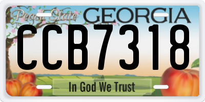 GA license plate CCB7318